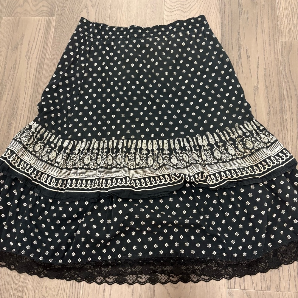 Boho Cotton Patterned Women's Midi A-Line Skirt Women's Size Medium Large